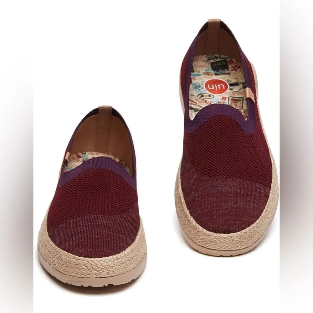 UIN Women's Espadrilles Knitted Lightweight Casual Shoes Marbella (Ripe Cherry)